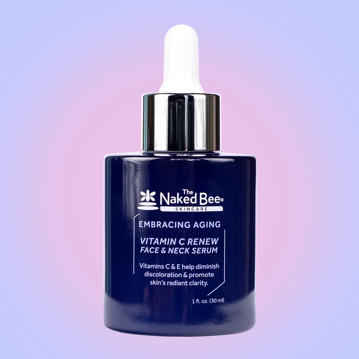 The Naked Bee Embracing Aging Vitamin C Renew Face & Neck Serum in its lavender setting